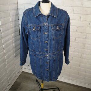 Roaman's Ladies Size 14W Medium Wash Button Closure Jean Jacket